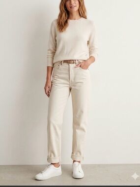 Abercrombie 90s Straight Mid Rise Cream White Long Jean Sz 27 / 4 New With Tags